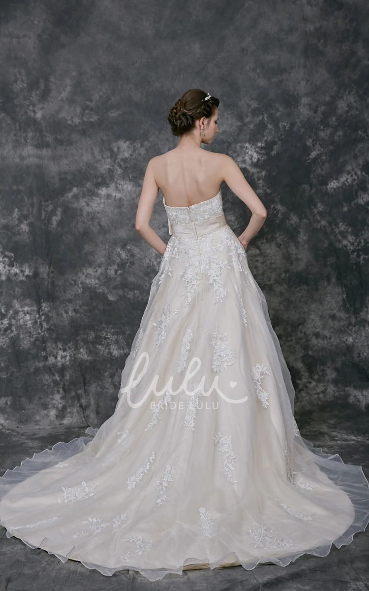 A-line Organza Wedding Dress with Appliques Wedding Dress Simple Elegant