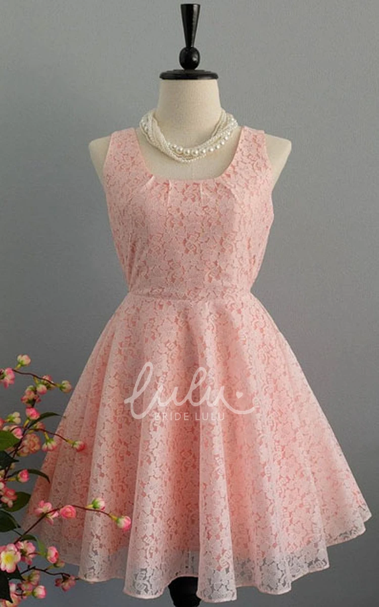 Lace A-line Dress with Bow Detail for Formal Guests