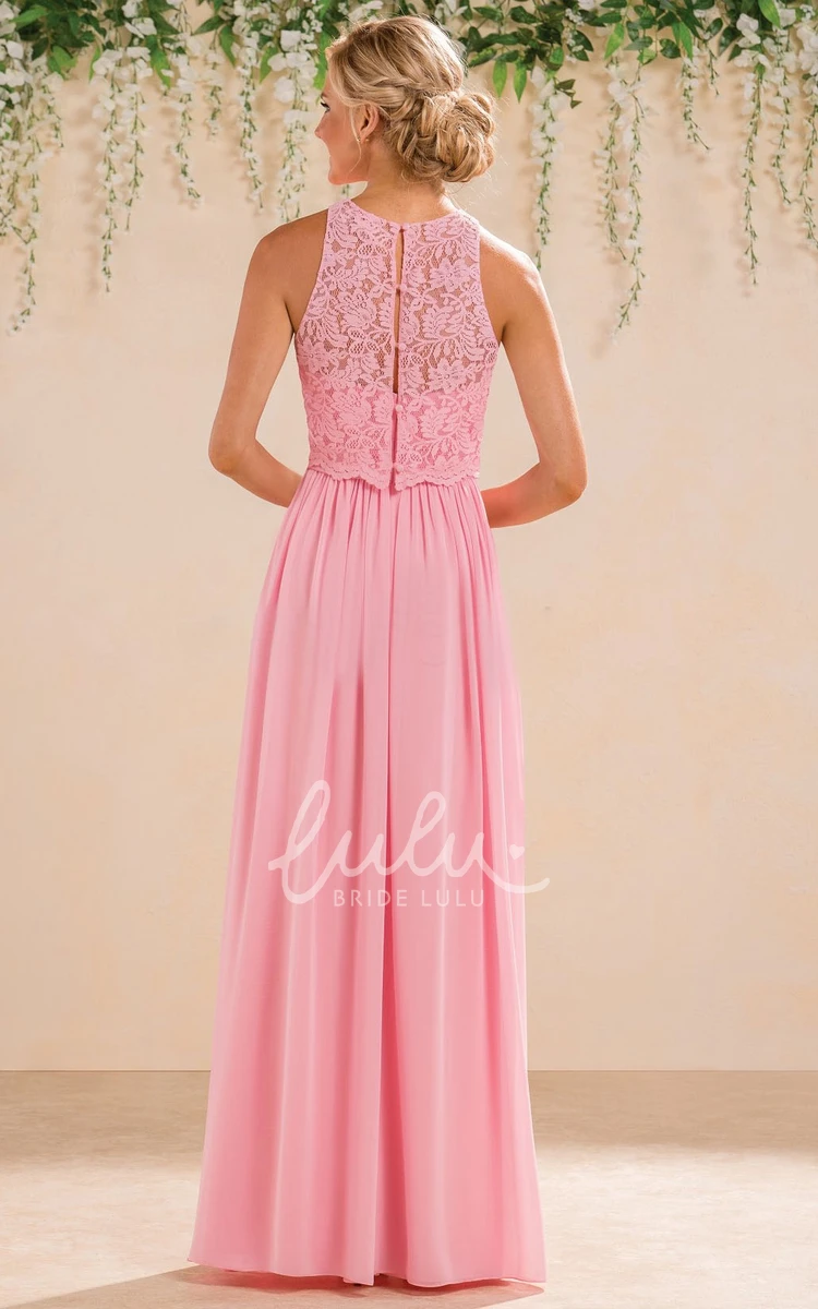 Detachable Lace Style Chiffon A-Line Bridesmaid Dress Sleeveless